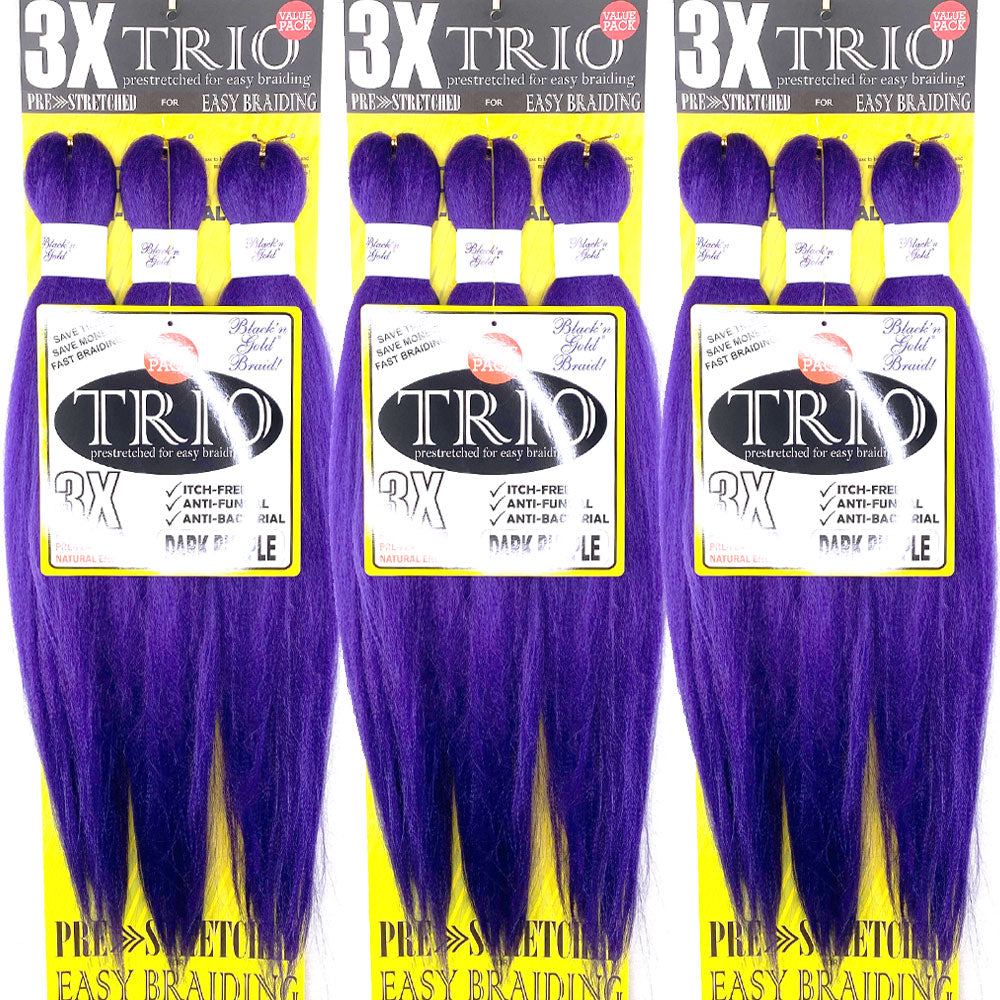 10 Pack Value Deal - 3X TRIO Pre Stretched Braiding Hair 28" for Easy Braiding