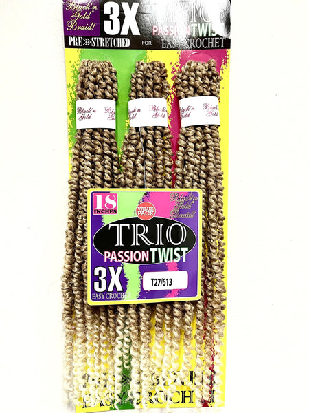 5 Pack Value Deal - BNG 3X TRIO Passion Twist 18" for Crochet Braiding