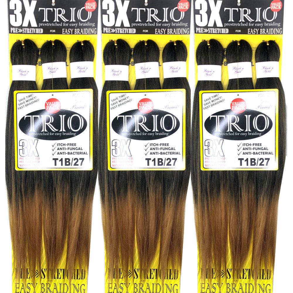 3X TRIO Pre Stretched Braiding Hair 28" for Easy Braiding