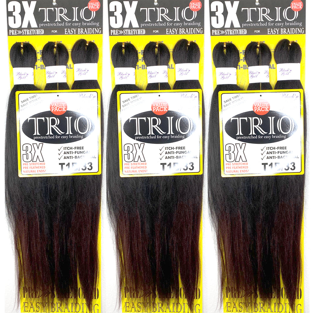 3X TRIO Pre Stretched Braiding Hair 28" for Easy Braiding