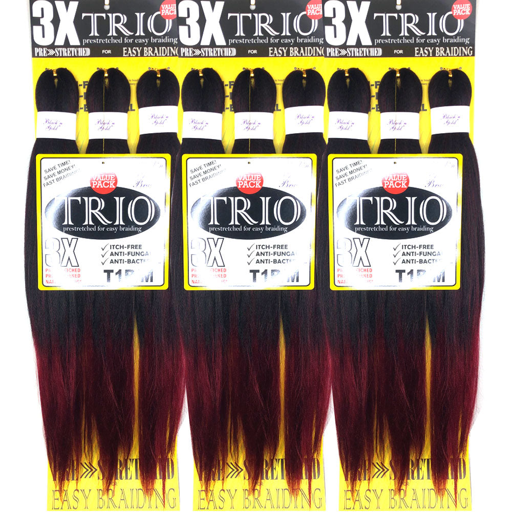 10 Pack Value Deal - 3X TRIO Pre Stretched Braiding Hair 28" for Easy Braiding