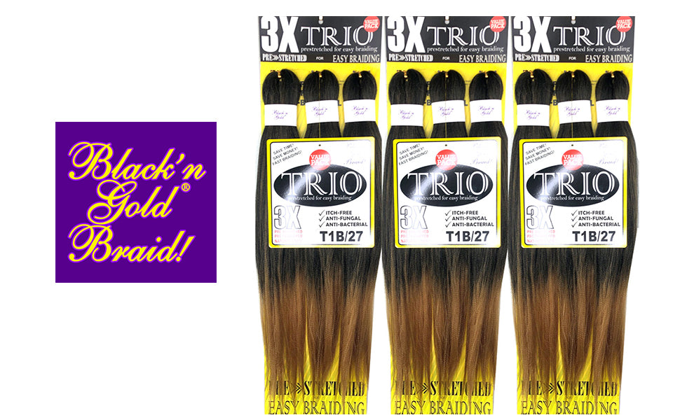 3X TRIO Pre Stretched Braiding Hair 28" for Easy Braiding