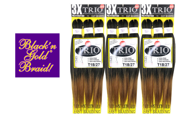 5 Pack Value Deal - 3X TRIO Pre Stretched Braiding Hair 28" for Easy Braiding