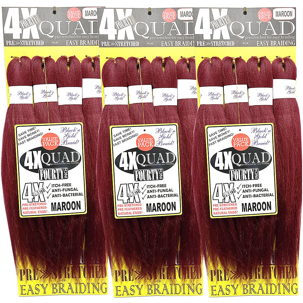 4X QUAD Pre Stretched Braiding Hair 20" for Easy Braiding