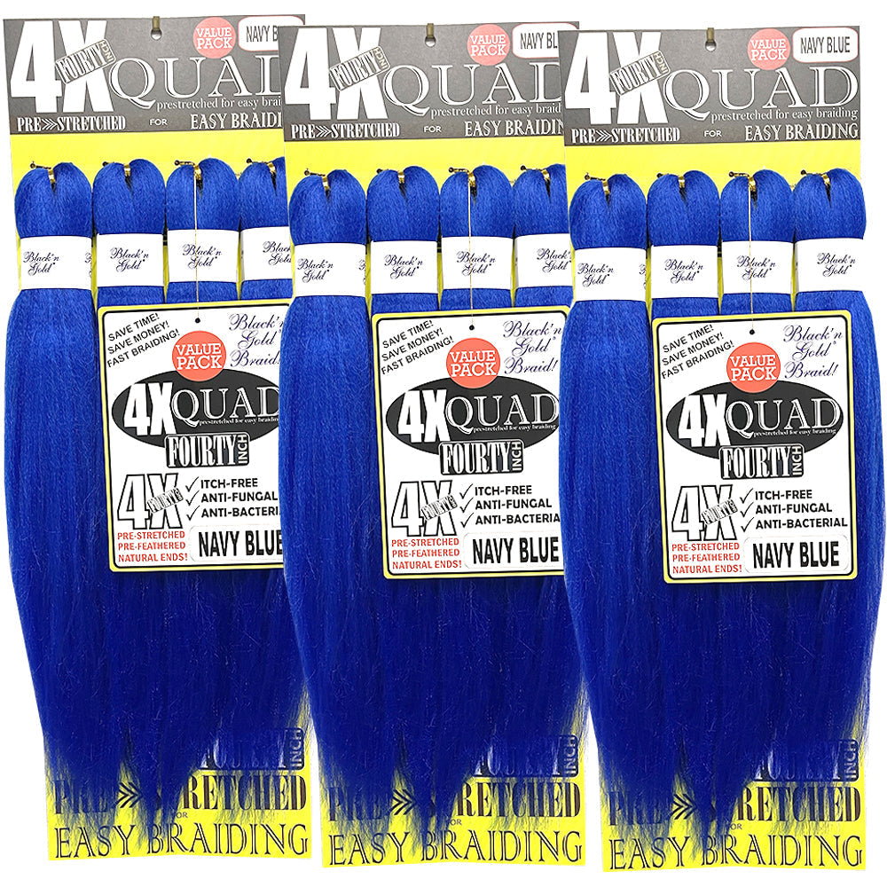 4X QUAD Pre Stretched Braiding Hair 20" for Easy Braiding