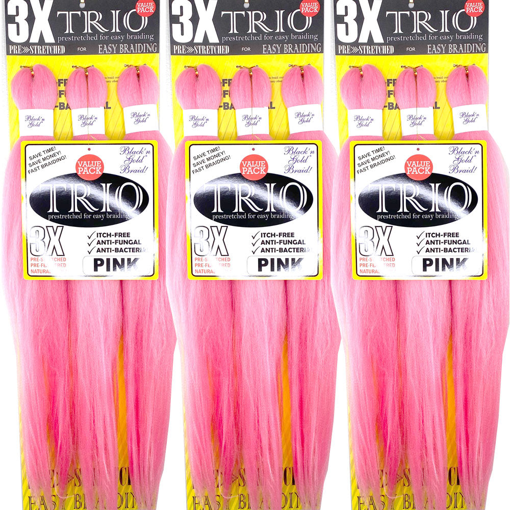 3 Pack Value Deal - 3X TRIO Pre Stretched Braiding Hair 28" for Easy Braiding