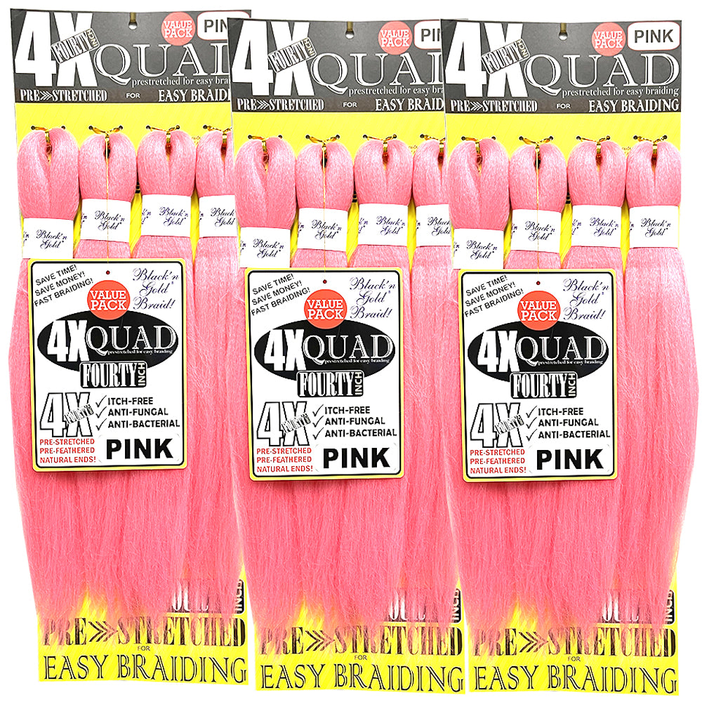 10 Pack Value Deal - 4X QUAD Pre Stretched Braiding Hair 20" for Easy Braiding