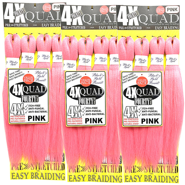 10 Pack Value Deal - 4X QUAD Pre Stretched Braiding Hair 20" for Easy Braiding