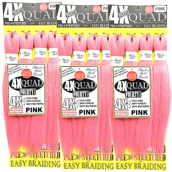 4X QUAD Pre Stretched Braiding Hair 20" for Easy Braiding