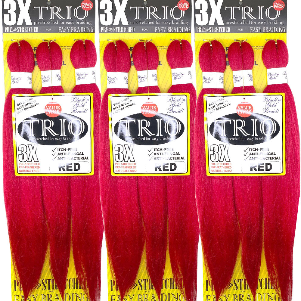 10 Pack Value Deal - 3X TRIO Pre Stretched Braiding Hair 28" for Easy Braiding