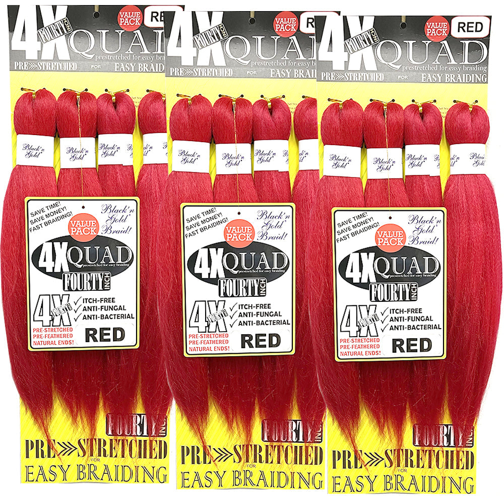 3 Pack Value Deal - 4X QUAD Pre Stretched Braiding Hair 20" for Easy Braiding